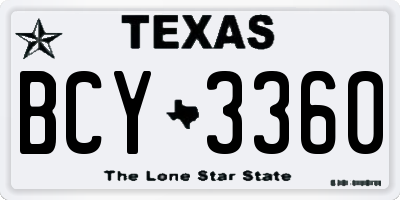 TX license plate BCY3360