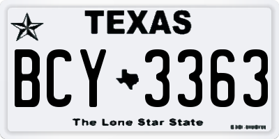 TX license plate BCY3363