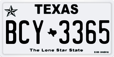 TX license plate BCY3365