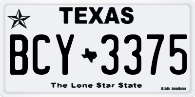 TX license plate BCY3375