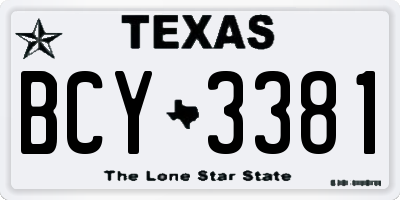 TX license plate BCY3381
