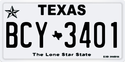 TX license plate BCY3401