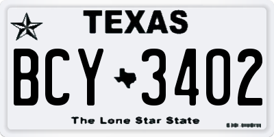 TX license plate BCY3402