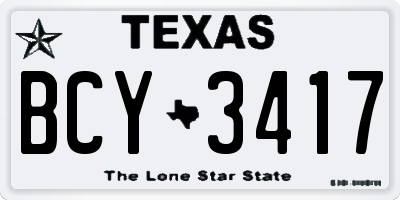 TX license plate BCY3417