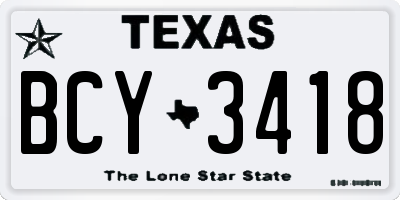 TX license plate BCY3418