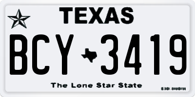 TX license plate BCY3419