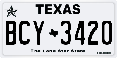 TX license plate BCY3420