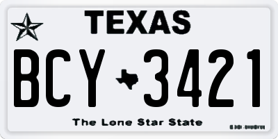 TX license plate BCY3421
