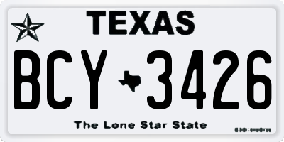 TX license plate BCY3426