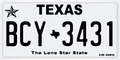 TX license plate BCY3431