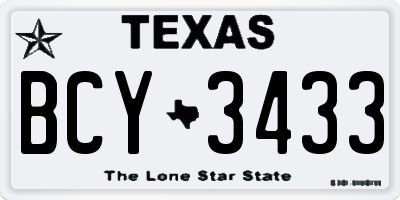 TX license plate BCY3433