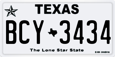 TX license plate BCY3434
