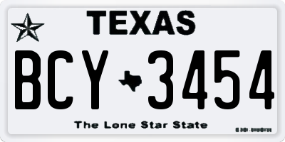 TX license plate BCY3454