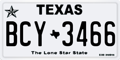 TX license plate BCY3466