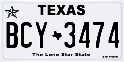 TX license plate BCY3474