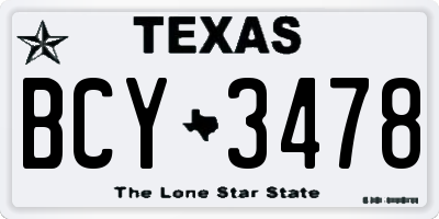 TX license plate BCY3478
