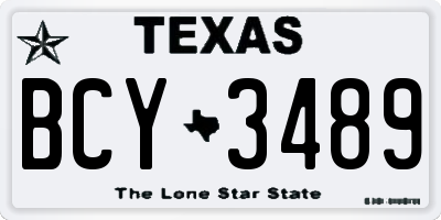 TX license plate BCY3489