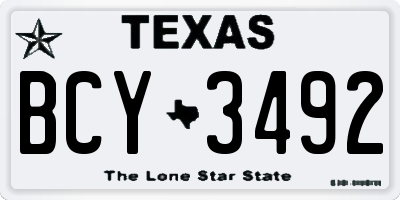 TX license plate BCY3492