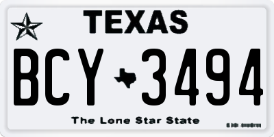 TX license plate BCY3494