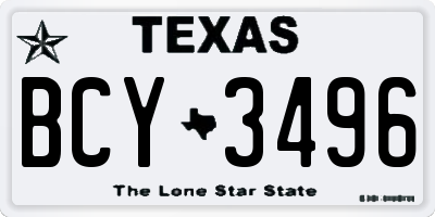 TX license plate BCY3496