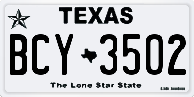 TX license plate BCY3502