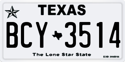 TX license plate BCY3514