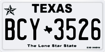 TX license plate BCY3526