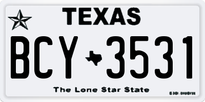 TX license plate BCY3531