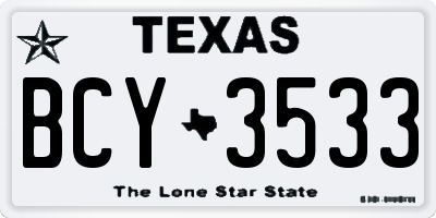 TX license plate BCY3533