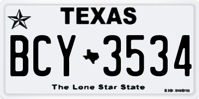 TX license plate BCY3534
