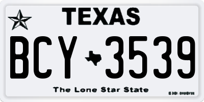 TX license plate BCY3539