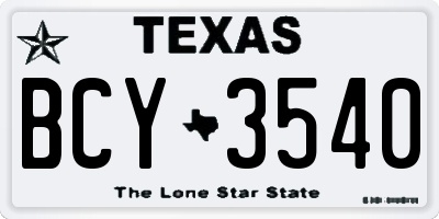 TX license plate BCY3540