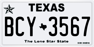 TX license plate BCY3567