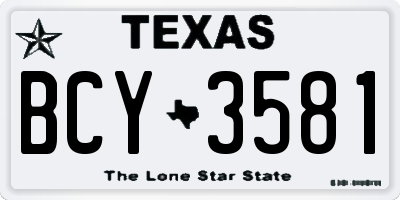 TX license plate BCY3581