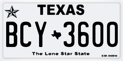 TX license plate BCY3600