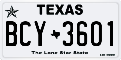 TX license plate BCY3601
