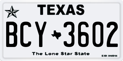 TX license plate BCY3602