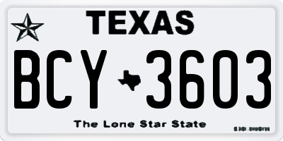 TX license plate BCY3603