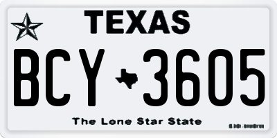 TX license plate BCY3605