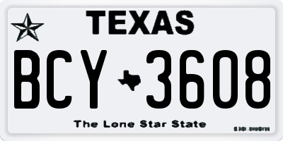 TX license plate BCY3608