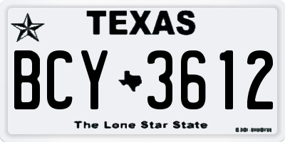 TX license plate BCY3612