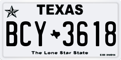 TX license plate BCY3618