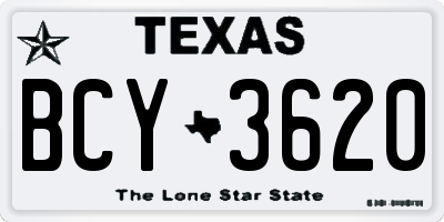 TX license plate BCY3620