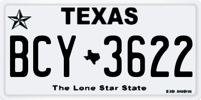 TX license plate BCY3622
