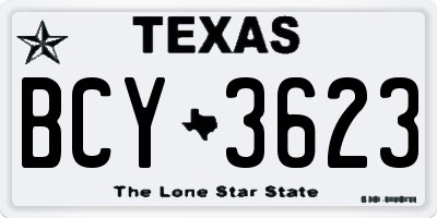 TX license plate BCY3623