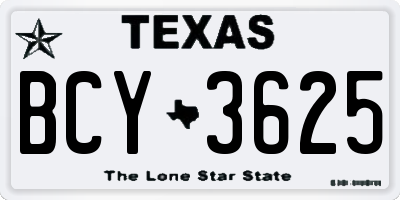 TX license plate BCY3625