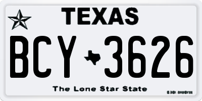TX license plate BCY3626