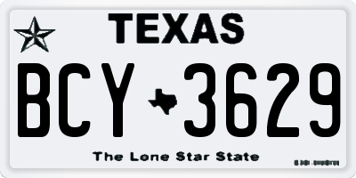 TX license plate BCY3629