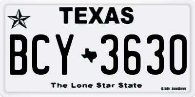 TX license plate BCY3630