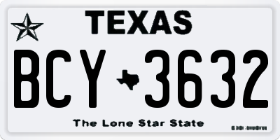 TX license plate BCY3632